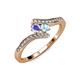 4 - Eleni Tanzanite and Aquamarine with Side Diamonds Bypass Ring 