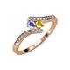 4 - Eleni Tanzanite and Yellow Sapphire with Side Diamonds Bypass Ring 