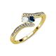 4 - Eleni White Sapphire and Blue Diamond with Side Diamonds Bypass Ring 