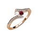 4 - Eleni White Sapphire and Ruby with Side Diamonds Bypass Ring 