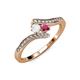 4 - Eleni White Sapphire and Rhodolite Garnet with Side Diamonds Bypass Ring 