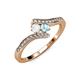 4 - Eleni White Sapphire and Aquamarine with Side Diamonds Bypass Ring 