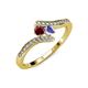 4 - Eleni Ruby and Tanzanite with Side Diamonds Bypass Ring 