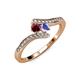4 - Eleni Ruby and Tanzanite with Side Diamonds Bypass Ring 