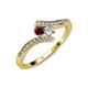 4 - Eleni Ruby and Diamond with Side Diamonds Bypass Ring 