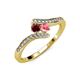 4 - Eleni Ruby and Pink Tourmaline with Side Diamonds Bypass Ring 