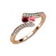 4 - Eleni Ruby and Pink Tourmaline with Side Diamonds Bypass Ring 