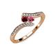 4 - Eleni Ruby and Rhodolite Garnet with Side Diamonds Bypass Ring 