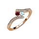 4 - Eleni Ruby and Aquamarine with Side Diamonds Bypass Ring 