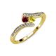 4 - Eleni Ruby and Yellow Sapphire with Side Diamonds Bypass Ring 