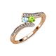 4 - Eleni Aquamarine and Peridot with Side Diamonds Bypass Ring 