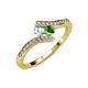 4 - Eleni Aquamarine and Green Garnet with Side Diamonds Bypass Ring 