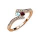 4 - Eleni Aquamarine and Red Garnet with Side Diamonds Bypass Ring 