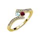4 - Eleni Aquamarine and Ruby with Side Diamonds Bypass Ring 