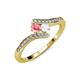 4 - Eleni Pink Tourmaline and White Sapphire with Side Diamonds Bypass Ring 