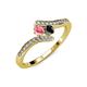 4 - Eleni Pink Tourmaline and Black Diamond with Side Diamonds Bypass Ring 