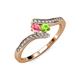 4 - Eleni Pink Tourmaline and Peridot with Side Diamonds Bypass Ring 