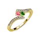 4 - Eleni Pink Tourmaline and Green Garnet with Side Diamonds Bypass Ring 