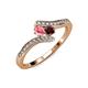 4 - Eleni Pink Tourmaline and Red Garnet with Side Diamonds Bypass Ring 