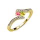 4 - Eleni Pink Tourmaline and Yellow Sapphire with Side Diamonds Bypass Ring 