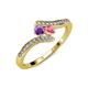 4 - Eleni Amethyst and Pink Tourmaline with Side Diamonds Bypass Ring 