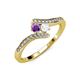 4 - Eleni Amethyst and White Sapphire with Side Diamonds Bypass Ring 