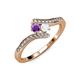 4 - Eleni Amethyst and White Sapphire with Side Diamonds Bypass Ring 