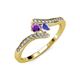 4 - Eleni Amethyst and Tanzanite with Side Diamonds Bypass Ring 