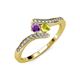 4 - Eleni Amethyst and Yellow Diamond with Side Diamonds Bypass Ring 