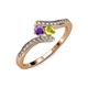 4 - Eleni Amethyst and Yellow Diamond with Side Diamonds Bypass Ring 