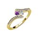 4 - Eleni Amethyst and Diamond with Side Diamonds Bypass Ring 