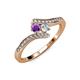 4 - Eleni Amethyst and Diamond with Side Diamonds Bypass Ring 