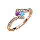 4 - Eleni Amethyst and Blue Topaz with Side Diamonds Bypass Ring 