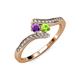 4 - Eleni Amethyst and Peridot with Side Diamonds Bypass Ring 