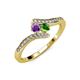 4 - Eleni Amethyst and Green Garnet with Side Diamonds Bypass Ring 