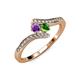 4 - Eleni Amethyst and Green Garnet with Side Diamonds Bypass Ring 