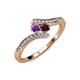 4 - Eleni Amethyst and Red Garnet with Side Diamonds Bypass Ring 