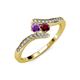 4 - Eleni Amethyst and Ruby with Side Diamonds Bypass Ring 