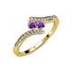 4 - Eleni Amethyst with Side Diamonds Bypass Ring 