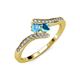 4 - Eleni Blue Topaz and London Blue Topaz with Side Diamonds Bypass Ring 