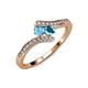 4 - Eleni Blue Topaz and London Blue Topaz with Side Diamonds Bypass Ring 