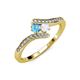 4 - Eleni Blue Topaz and White Sapphire with Side Diamonds Bypass Ring 
