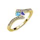 4 - Eleni Blue Topaz and Tanzanite with Side Diamonds Bypass Ring 