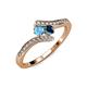 4 - Eleni Blue Topaz and Blue Diamond with Side Diamonds Bypass Ring 