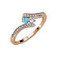 4 - Eleni Blue Topaz and Diamond with Side Diamonds Bypass Ring 