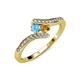 4 - Eleni Blue Topaz and Citrine with Side Diamonds Bypass Ring 
