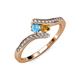 4 - Eleni Blue Topaz and Citrine with Side Diamonds Bypass Ring 