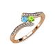 4 - Eleni Blue Topaz and Peridot with Side Diamonds Bypass Ring 