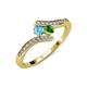4 - Eleni Blue Topaz and Green Garnet with Side Diamonds Bypass Ring 