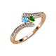 4 - Eleni Blue Topaz and Green Garnet with Side Diamonds Bypass Ring 